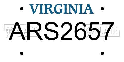 ARS2657 Virginia License Plate