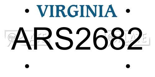 ARS2682 Virginia License Plate