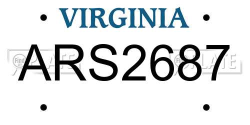 ARS2687 Virginia License Plate