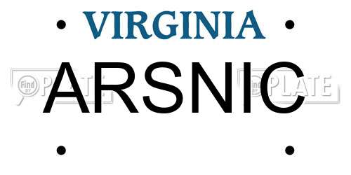 ARSNIC Virginia License Plate