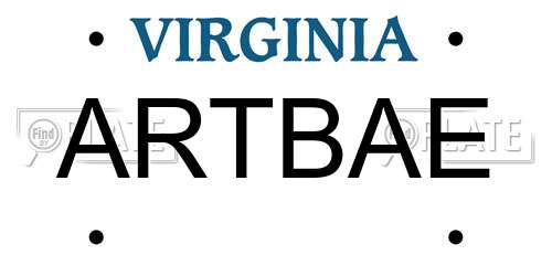 ARTBAE Virginia License Plate