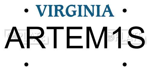 ARTEM1S Virginia License Plate