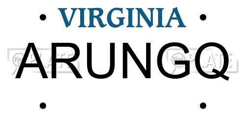 ARUNGQ Virginia License Plate