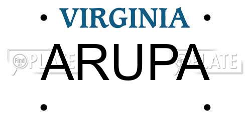ARUPA Virginia License Plate