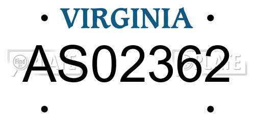 AS02362 Virginia License Plate