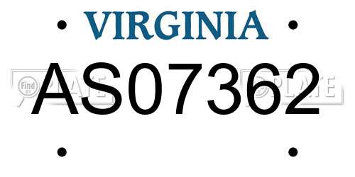 AS07362 Virginia License Plate