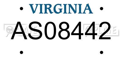 AS08442 Virginia License Plate