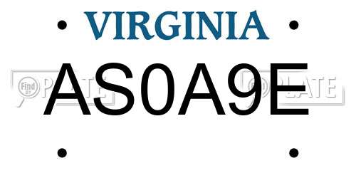 AS0A9E Virginia License Plate