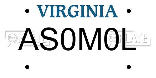 AS0M0L Virginia License Plate
