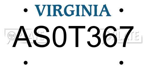 AS0T367 Virginia License Plate