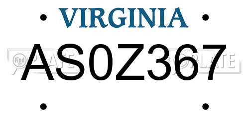 AS0Z367 Virginia License Plate