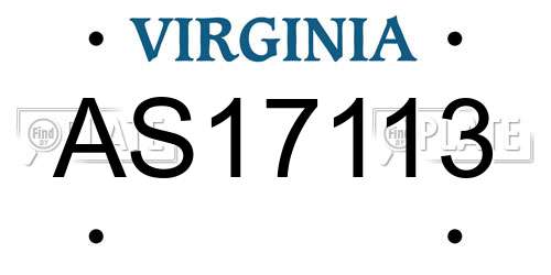 AS17113 Virginia License Plate