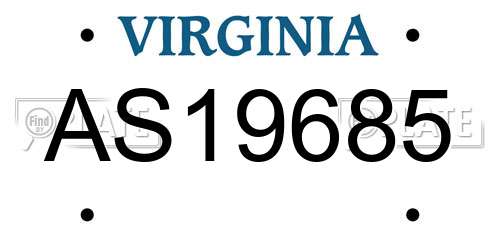 AS19685 Virginia License Plate