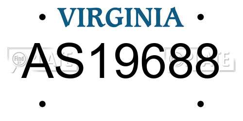 AS19688 Virginia License Plate