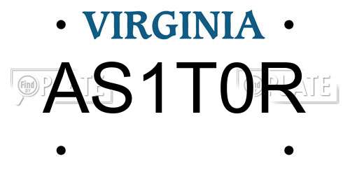 AS1T0R Virginia License Plate