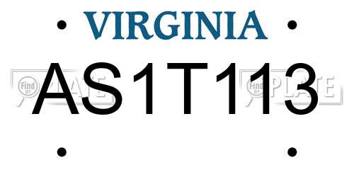 AS1T113 Virginia License Plate