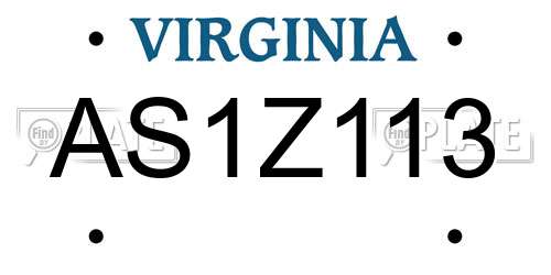 AS1Z113 Virginia License Plate