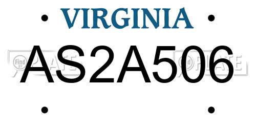 AS2A506 Virginia License Plate