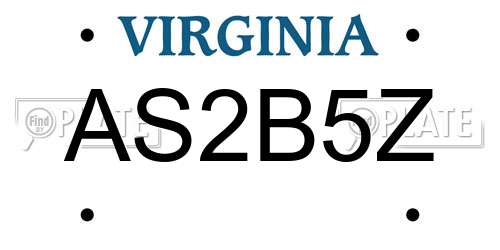AS2B5Z Virginia License Plate