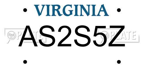AS2S5Z Virginia License Plate