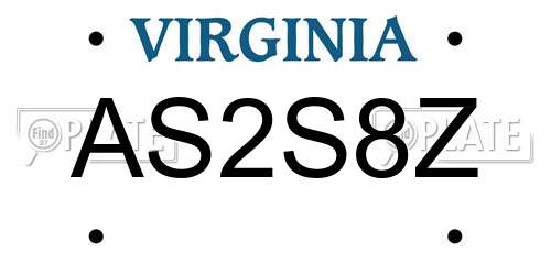 AS2S8Z Virginia License Plate