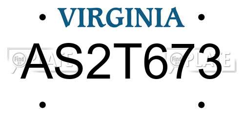 AS2T673 Virginia License Plate