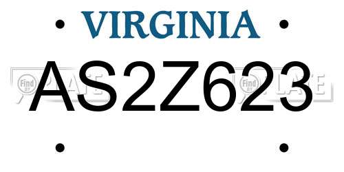 AS2Z623 Virginia License Plate