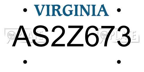 AS2Z673 Virginia License Plate