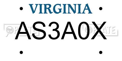 AS3A0X Virginia License Plate