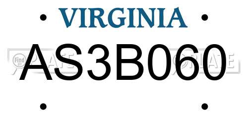 AS3B060 Virginia License Plate