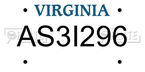 AS3I296 Virginia License Plate