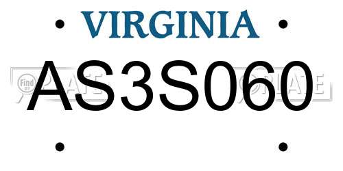 AS3S060 Virginia License Plate