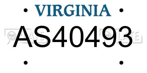 AS40493 Virginia License Plate
