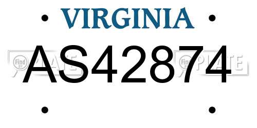 AS42874 Virginia License Plate