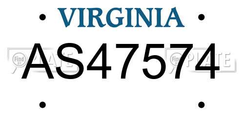 AS47574 Virginia License Plate