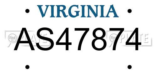 AS47874 Virginia License Plate