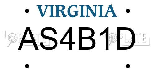 AS4B1D Virginia License Plate