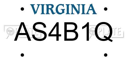 AS4B1Q Virginia License Plate