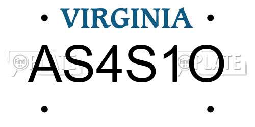 AS4S1O Virginia License Plate