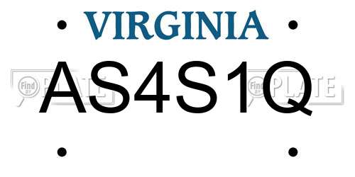 AS4S1Q Virginia License Plate