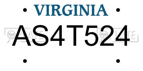 AS4T524 Virginia License Plate