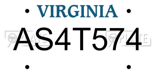 AS4T574 Virginia License Plate