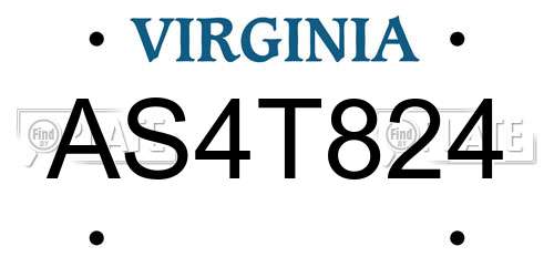 AS4T824 Virginia License Plate
