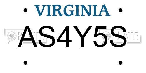 AS4Y5S Virginia License Plate