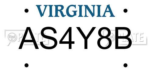 AS4Y8B Virginia License Plate