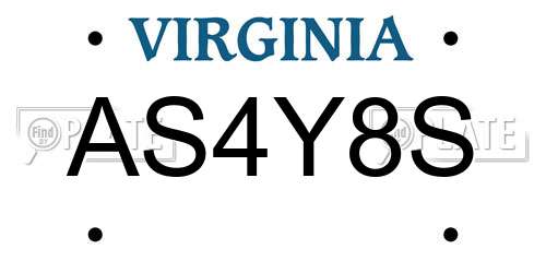 AS4Y8S Virginia License Plate