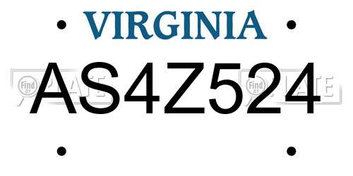 AS4Z524 Virginia License Plate