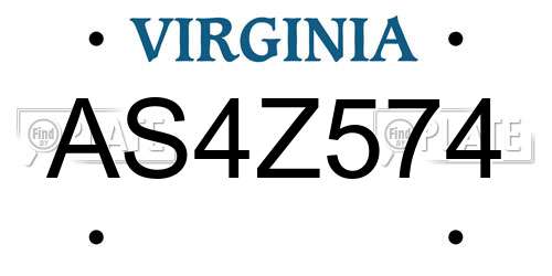 AS4Z574 Virginia License Plate
