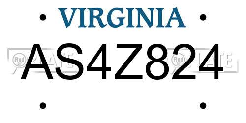 AS4Z824 Virginia License Plate