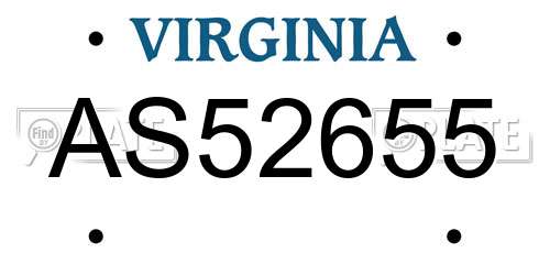 AS52655 Virginia License Plate